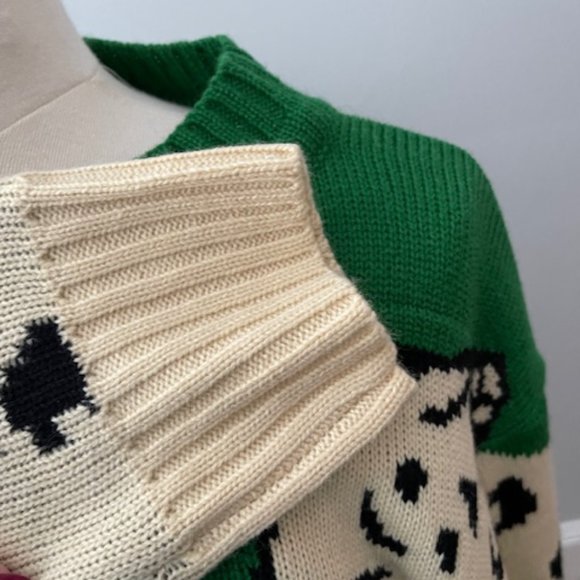 Green Sweater with Leopard Detailed Arms - Picture 2 of 4
